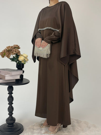 elegant women's cape satin dress