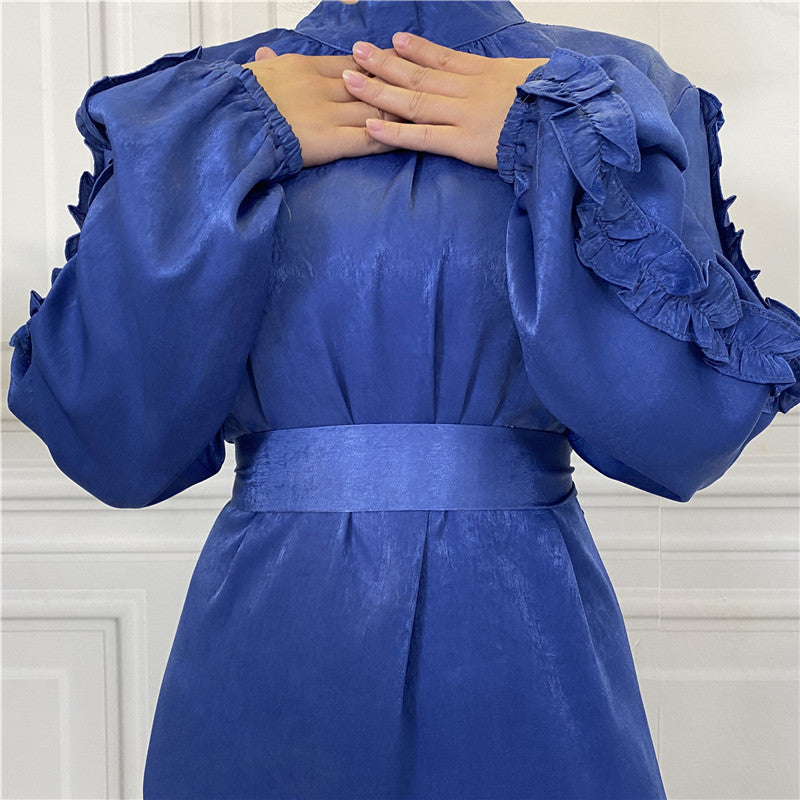 Royal Blue Ruffle Abaya – Elegant & Feminine