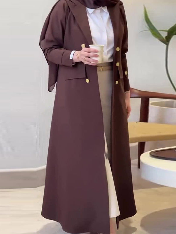 Elegant Long Coat with Inner Dress – Modest Two-Piece Outfit