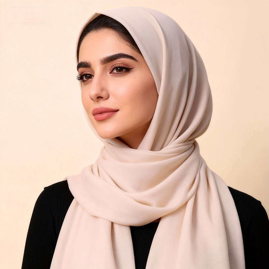 Premium Nude Chiffon Hijab – Soft Lightweight Everyday Scarf
