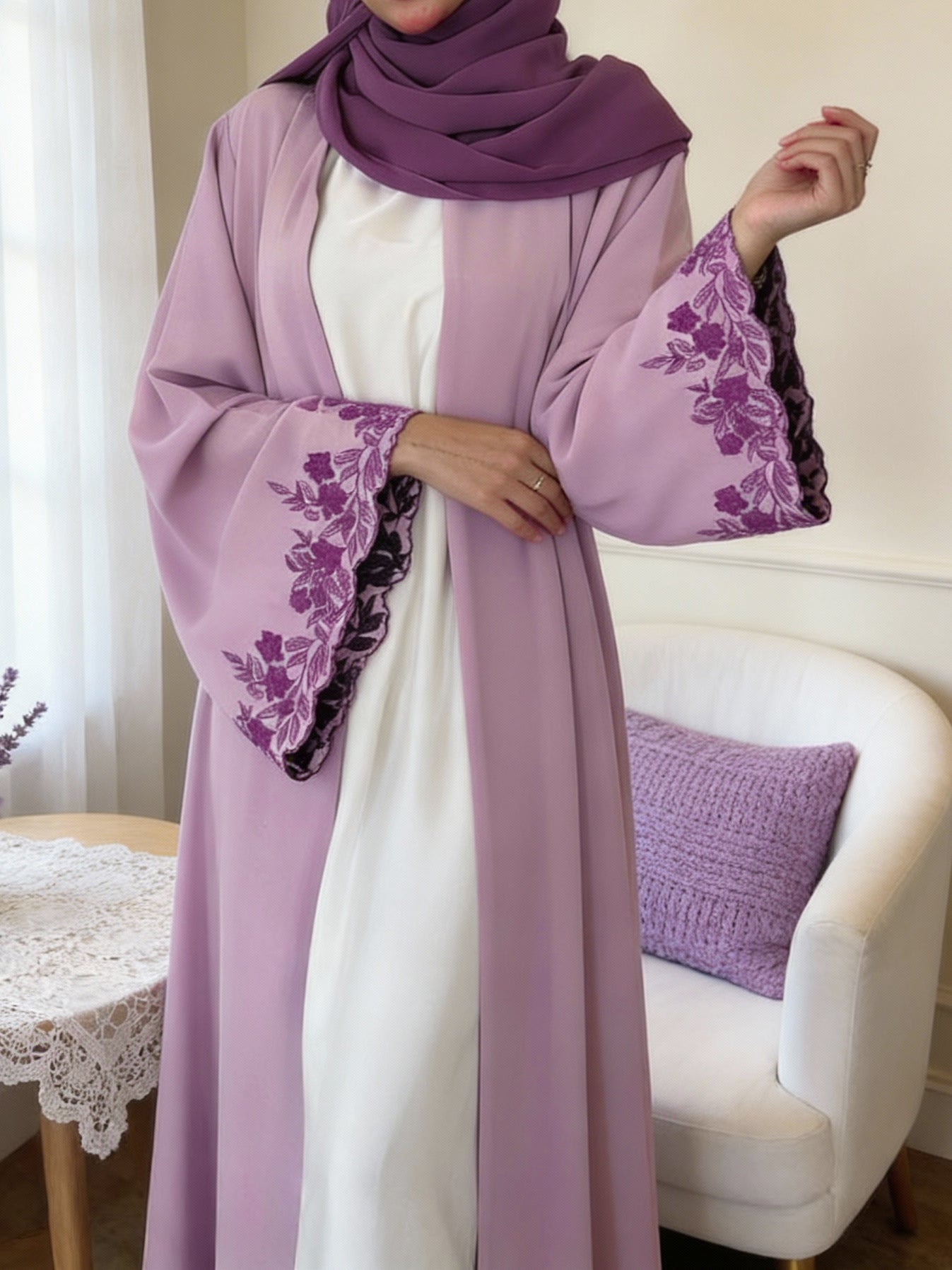Turkish Style Embroidered Cardigan Women's Casual Dress