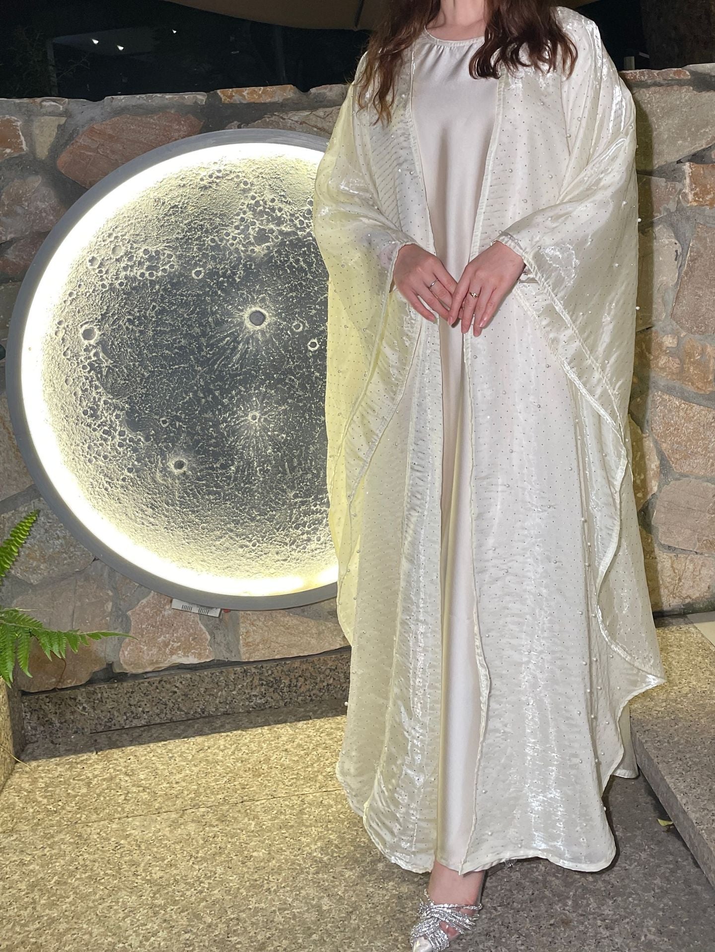Luxury Crystal Embellished Abaya – Elegant Modest Evening Dress