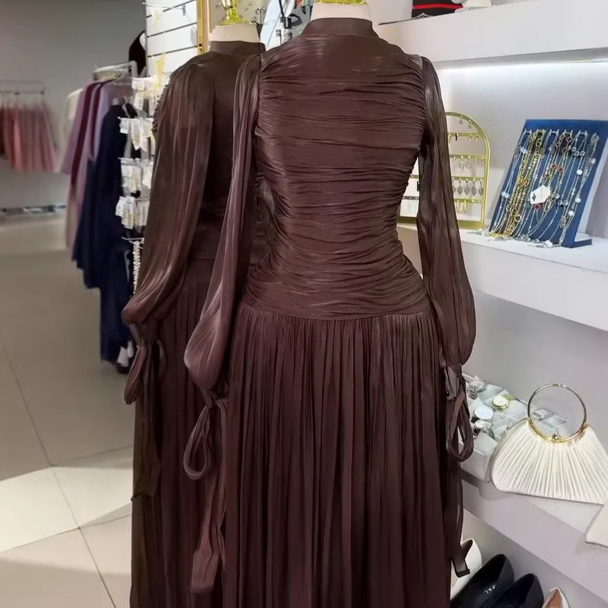 Elegant Pleated Maxi Dress – Modest Evening Dress for Women | Soft Flowing Gown