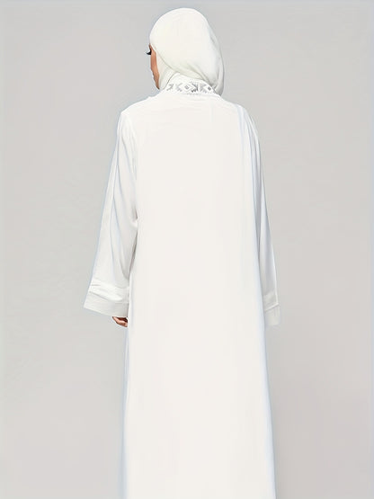 Elegant White Embroidered Abaya with Matching Hijab