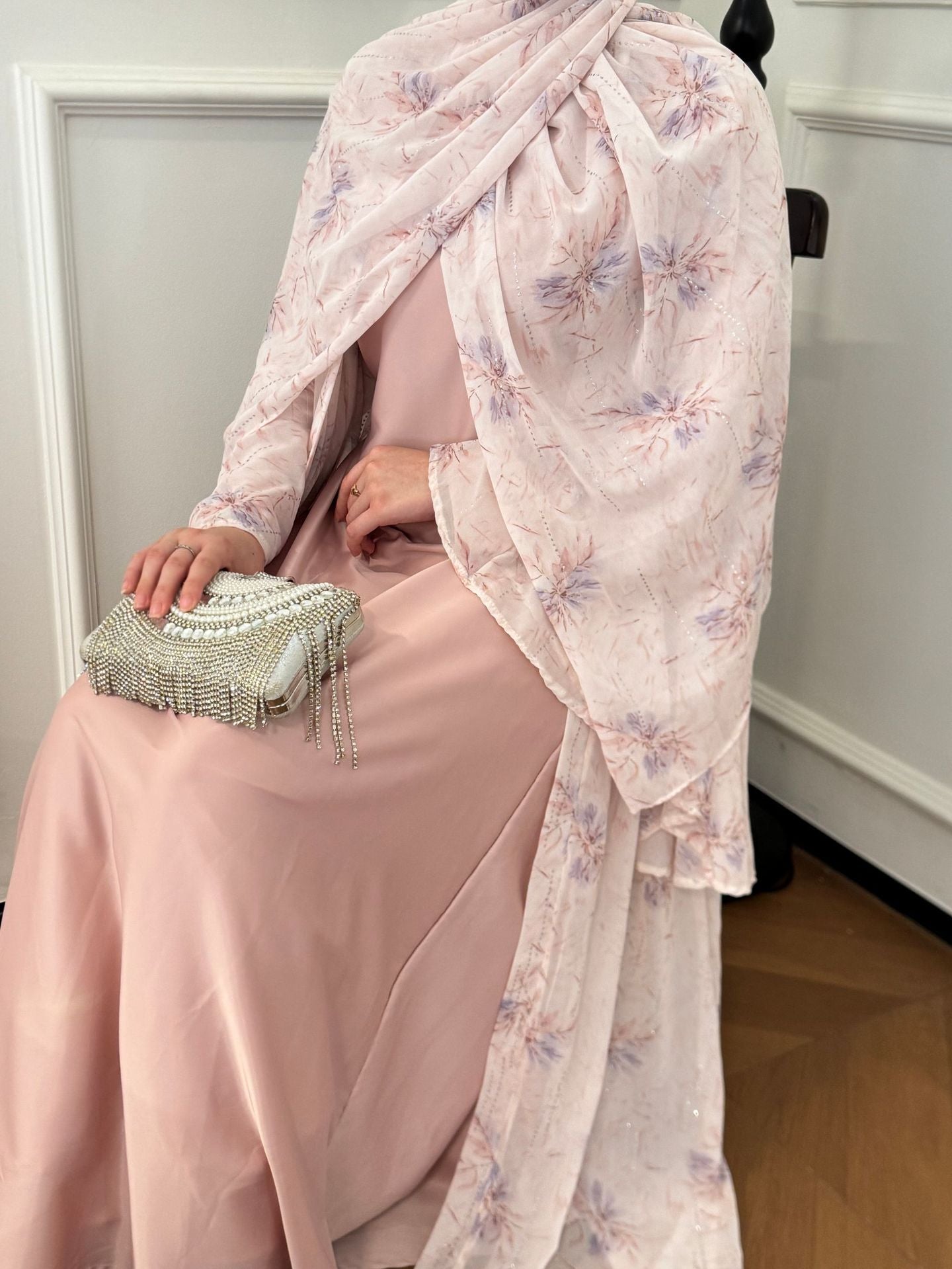 Luxury Embroidered Abaya with Matching Inner Dress – Elegant Modest Two-Piece Set