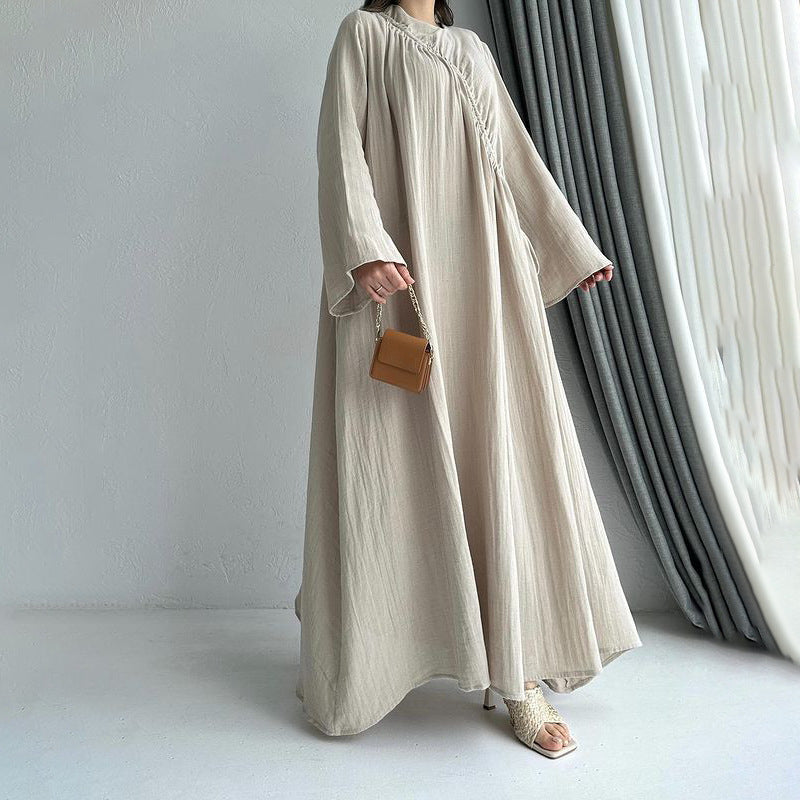 plus size round neck loose leisure retro fashion dress dress women