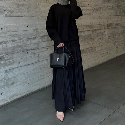 New Style Autumn Versatile Sweater and Pleated Skirt Set, Stylish and Versatile