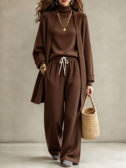 Women's Modest Two-Piece Lounge Set – Wide-Leg Trousers & Long-Sleeve Top