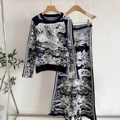 Elegant Two-Tone Knit  Set – Modest Chic Matching Outfit