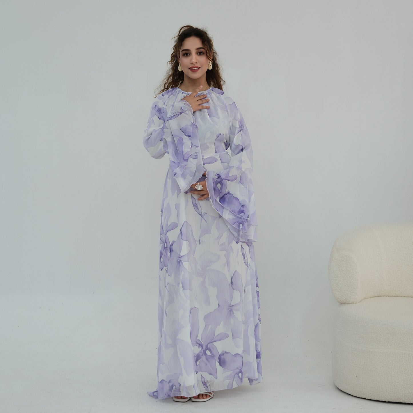 Elegant Beaded Batwing Abaya – Loose Fit Modest Maxi Dress for Women