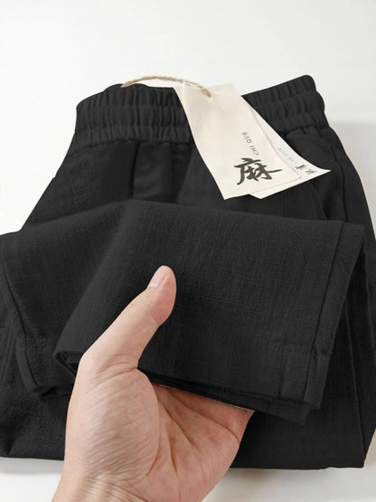 Pure Linen Wide-Leg Pants for Women 2026 Summer Straight Casual Long Pants Fashion Versatile Loose Thin Cotton.. Cotton Linen