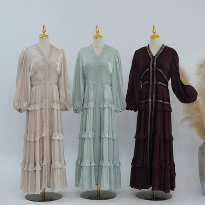 Double-Layered Elegant Sequined Abaya – Dubai Style
