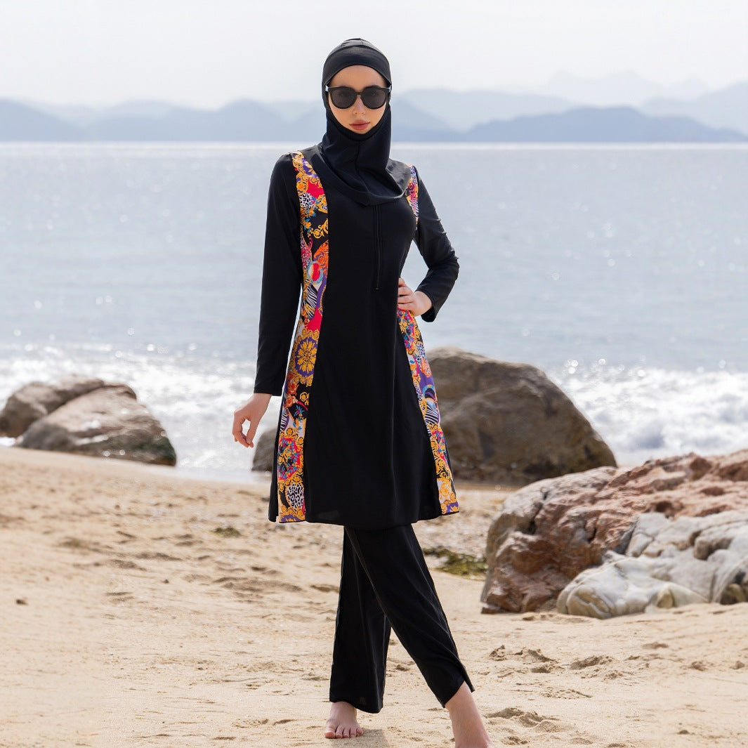 Stay confident and covered with this elegant modest swimwear