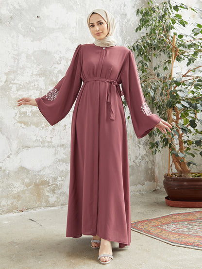 Abaya with Beaded Sleeves – Elegant Modest Dress