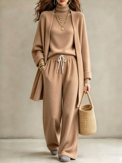 Women's Modest Two-Piece Lounge Set – Wide-Leg Trousers & Long-Sleeve Top