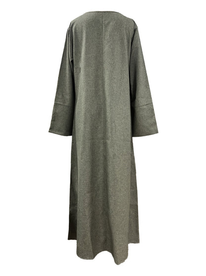 Olive Green Textured Modest Abaya with Matching Hijab