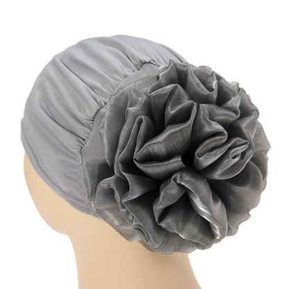 Elegant Floral Ruffle Underscarf Cap for Hijab