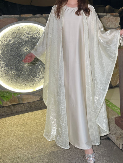 Luxury Crystal Embellished Abaya – Elegant Modest Evening Dress