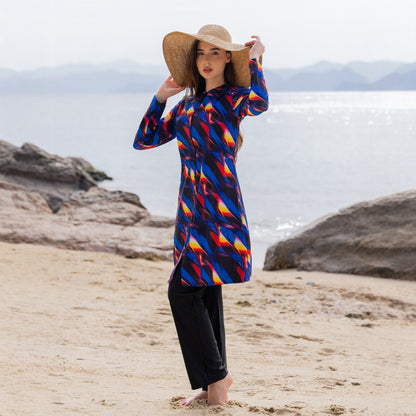 Stay confident and covered with this elegant modest swimwear