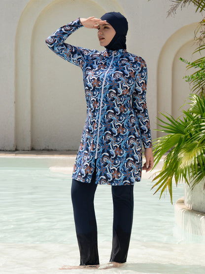 Stay confident and covered with this elegant modest swimwear