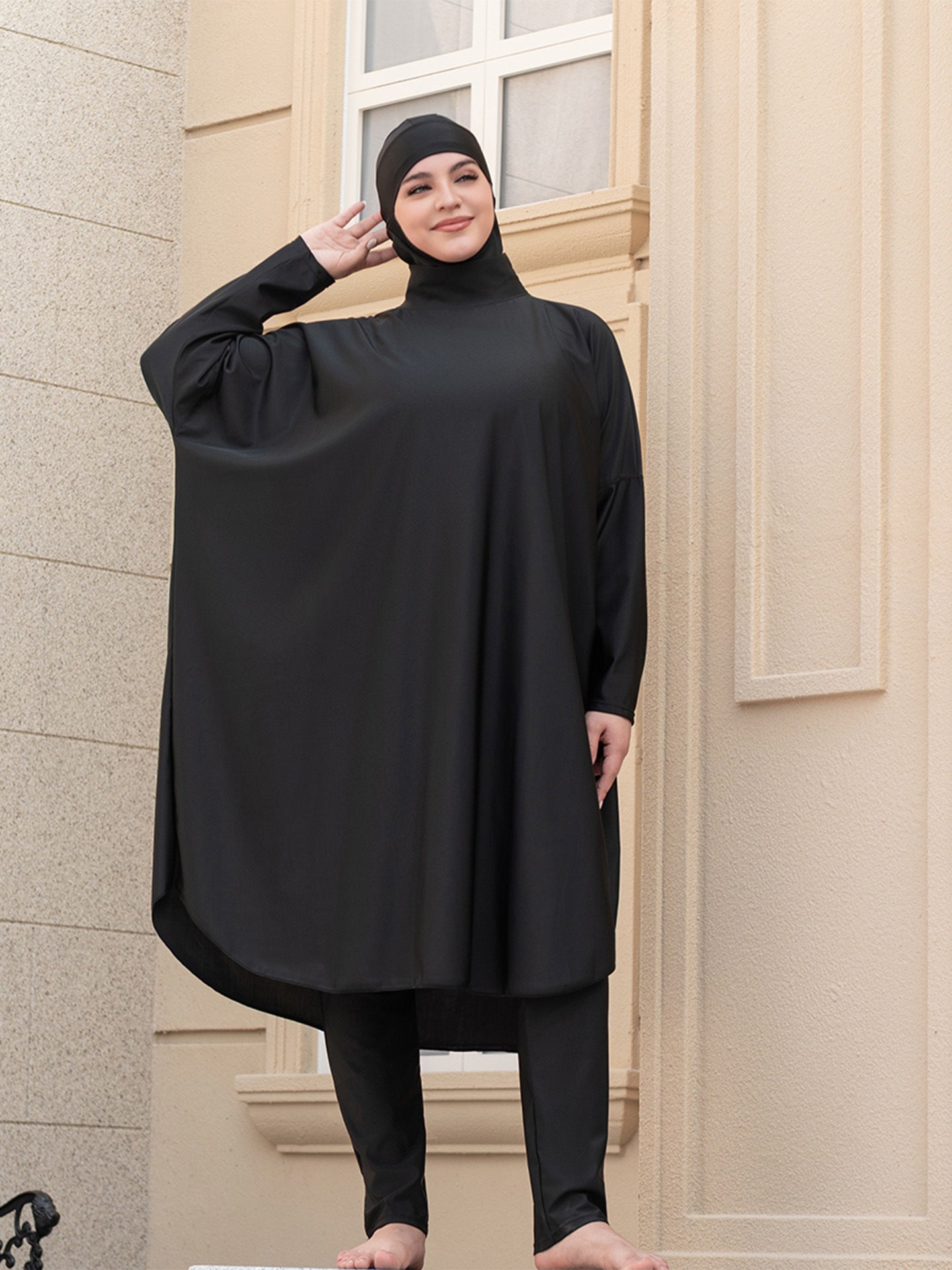 Stay confident and covered with this elegant modest swimwear
