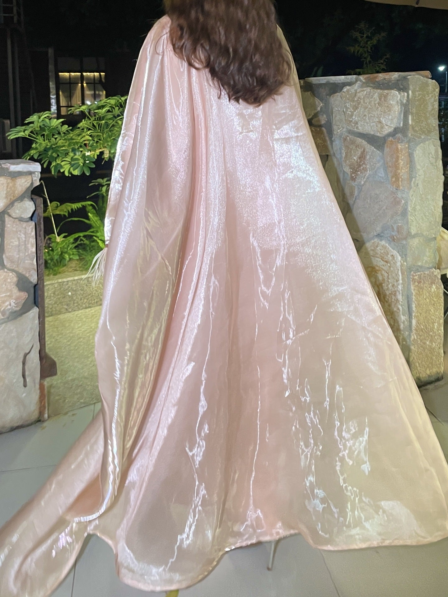 Luxury Satin Feather Trim Abaya – Elegant Modest Statement Dress