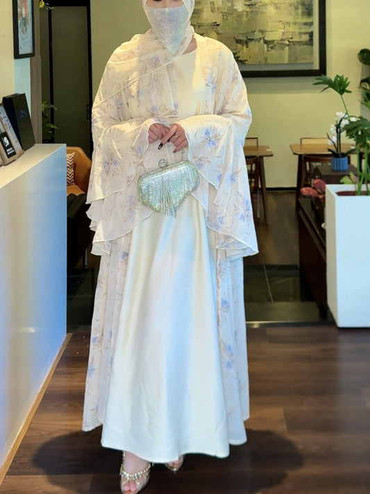 Luxury Embroidered Abaya with Matching Inner Dress – Elegant Modest Two-Piece Set