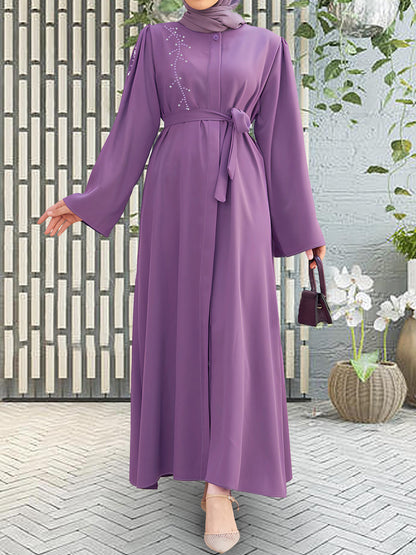 Elegant Purple Maxi Dress with Belt