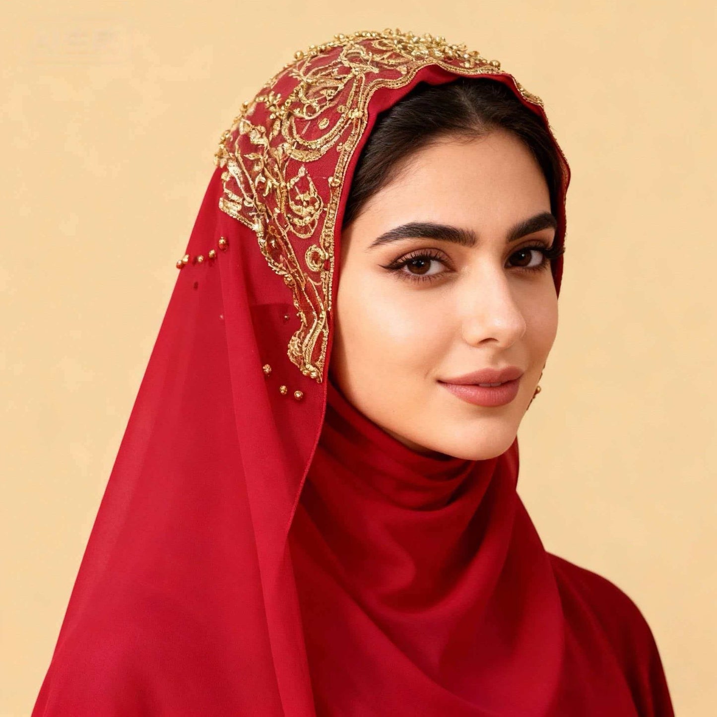 Luxury Embroidered Hijab with Pearl Details – Elegant Occasion Scarf