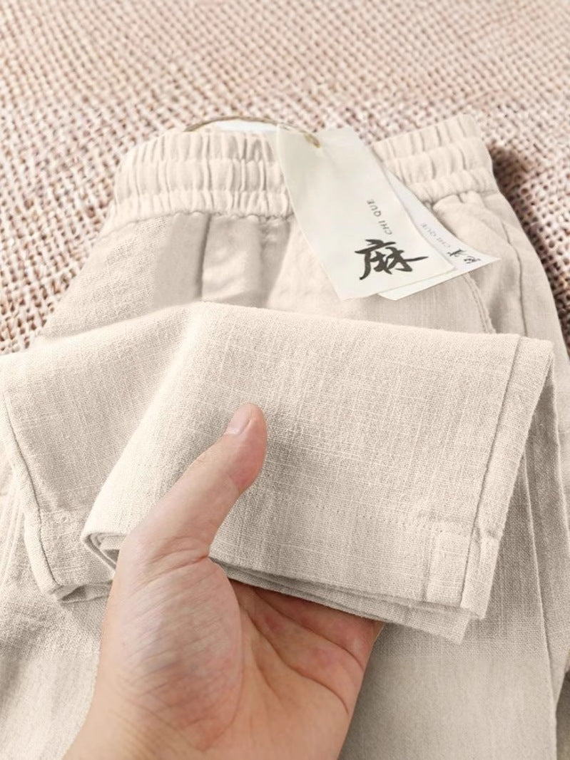 Pure Linen Wide-Leg Pants for Women 2026 Summer Straight Casual Long Pants Fashion Versatile Loose Thin Cotton.. Cotton Linen
