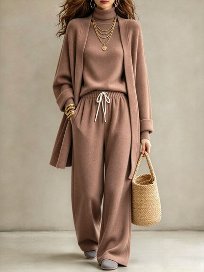 Women's Modest Two-Piece Lounge Set – Wide-Leg Trousers & Long-Sleeve Top
