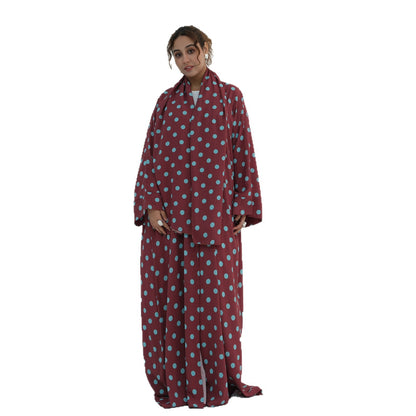 Elegant Polka Dot Abaya – Modest Maxi Dress