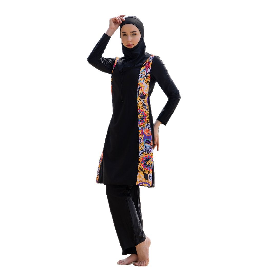 Timeless black elegance with a modest touch — perfect for confident, stylish swim days.