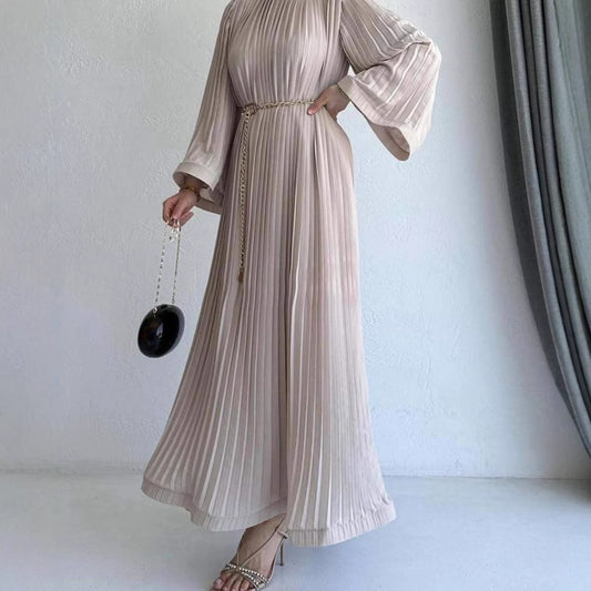 New Style Pleated Loose Fashion Solid Color Dress