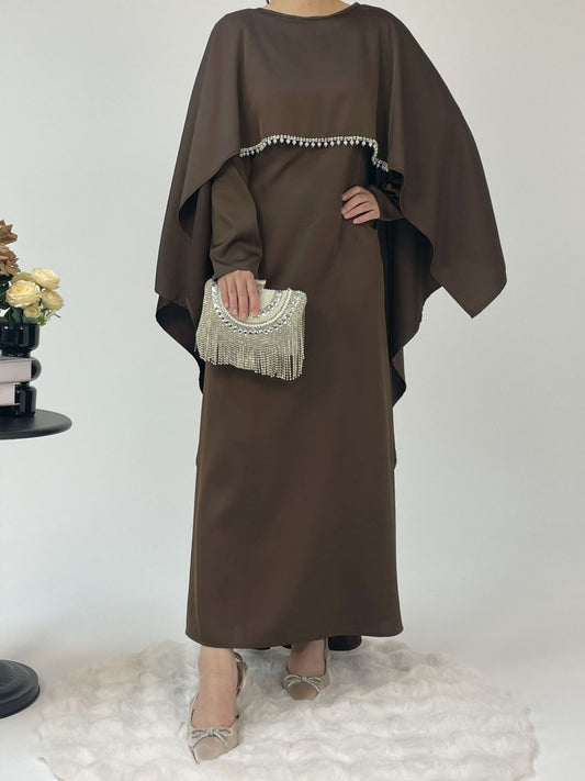 elegant women's cape satin dress