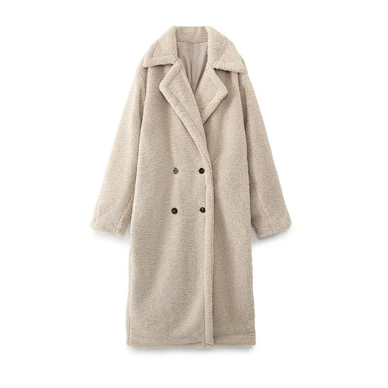Women's Long Teddy Fleece Coat | Elegant Winter Coat