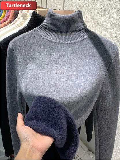 Soft Velvet Turtleneck Sweater – Elegant Winter Knit Top