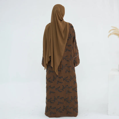 Elegant Embroidered Dubai Abaya for Women – Open Front Kimono, Modest Islamic Dress