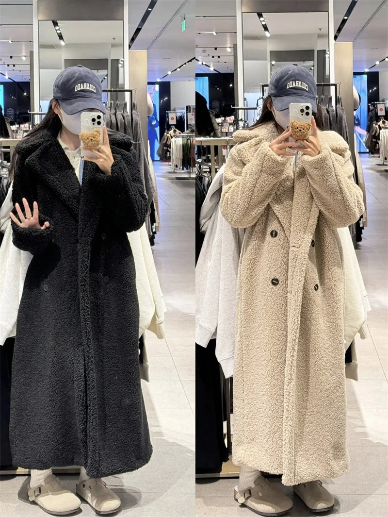 Women's Long Teddy Fleece Coat | Elegant Winter Coat