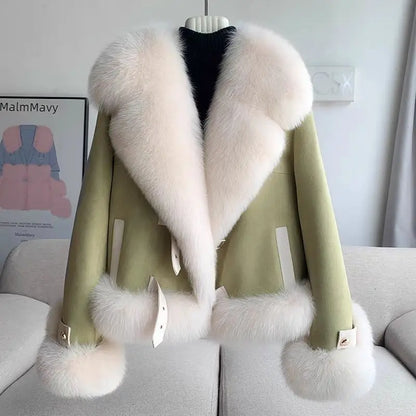 2026 Women’s Faux Fox Fur Coat – Warm Winter Short Coat