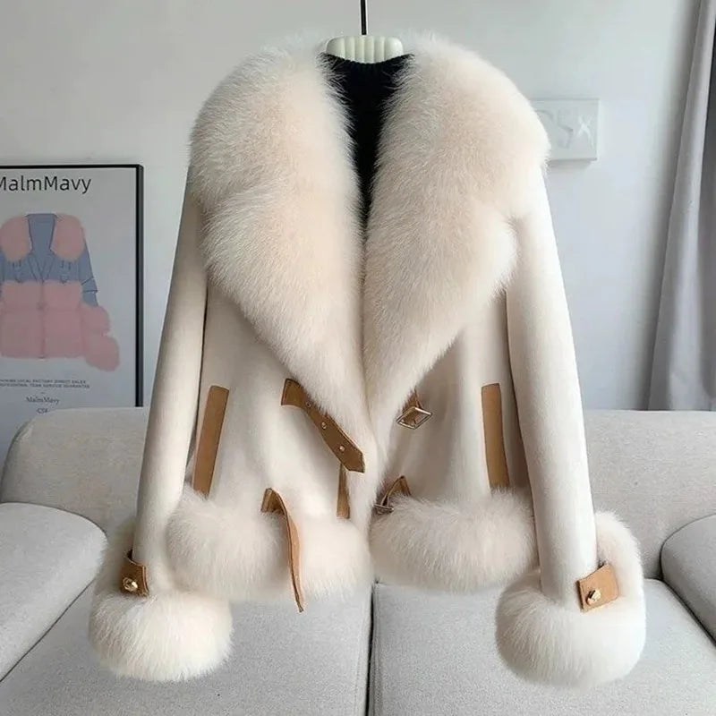 2026 Women’s Faux Fox Fur Coat – Warm Winter Short Coat