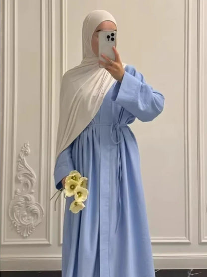Elegant 2-Piece Abaya Set for Women | Modest Muslim Outfit | Long Cardigan & Wide-Leg Pants