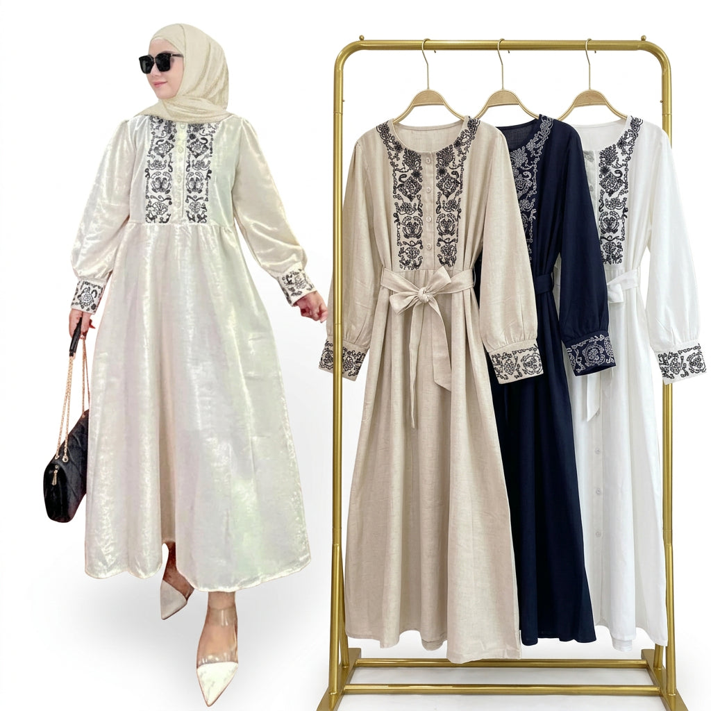 Elegant Embroidered Maxi Abaya – Women's Modest Dress