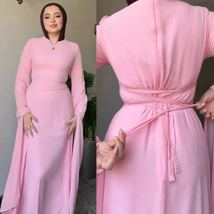 Elegant  Abaya – Sweet Solid Party Dress