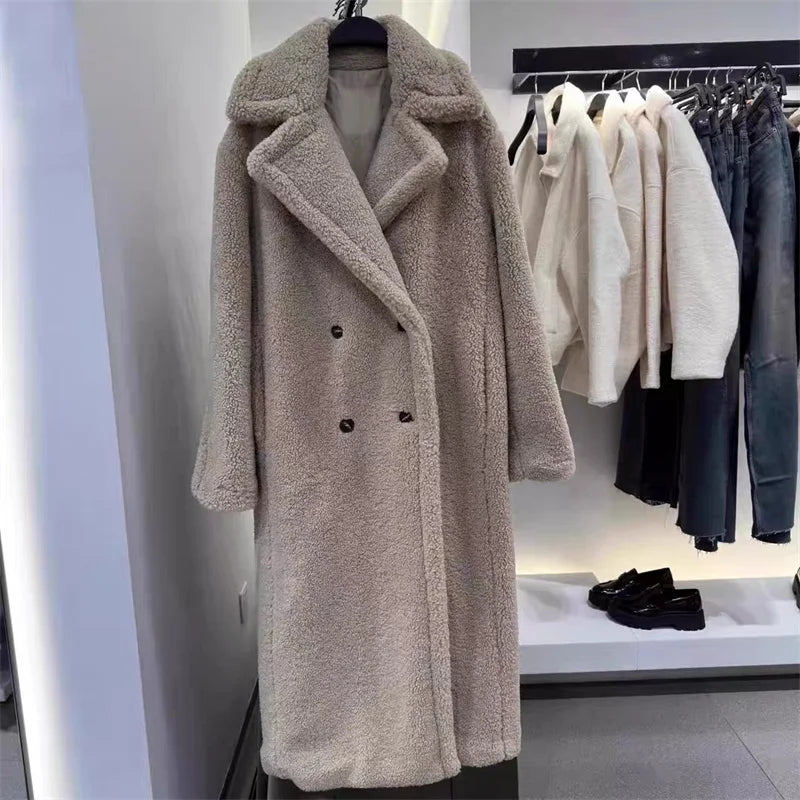 Women's Long Teddy Fleece Coat | Elegant Winter Coat