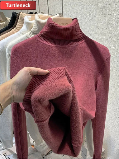 Soft Velvet Turtleneck Sweater – Elegant Winter Knit Top