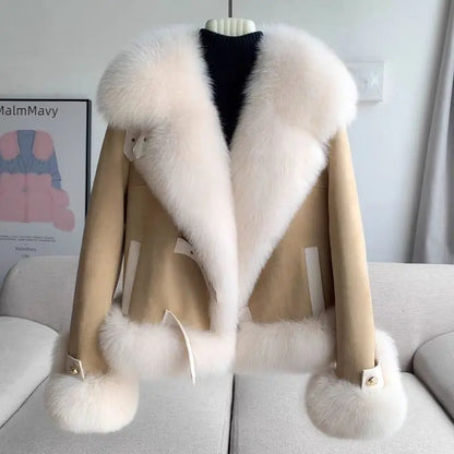 2026 Women’s Faux Fox Fur Coat – Warm Winter Short Coat