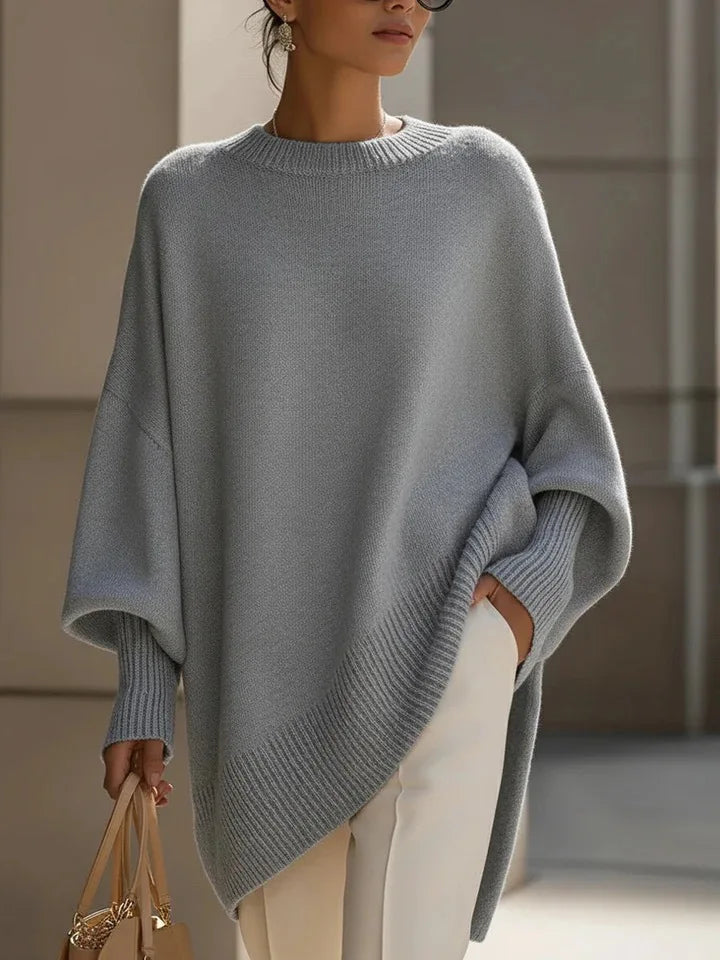 Women's Oversized Knit Sweater – Batwing Sleeve Loose Fit Pullover