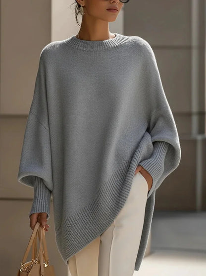Women's Oversized Knit Sweater – Batwing Sleeve Loose Fit Pullover