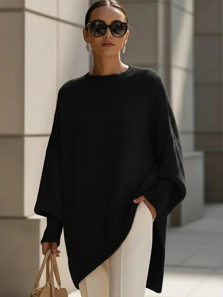 Women's Oversized Knit Sweater – Batwing Sleeve Loose Fit Pullover